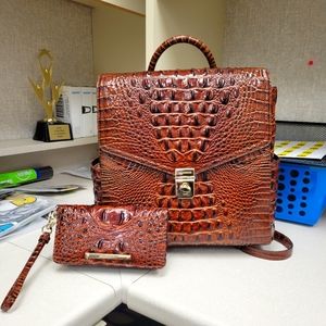 BRAHMIN MELBOURNE PECAN BACKPACK AND WRISTLET